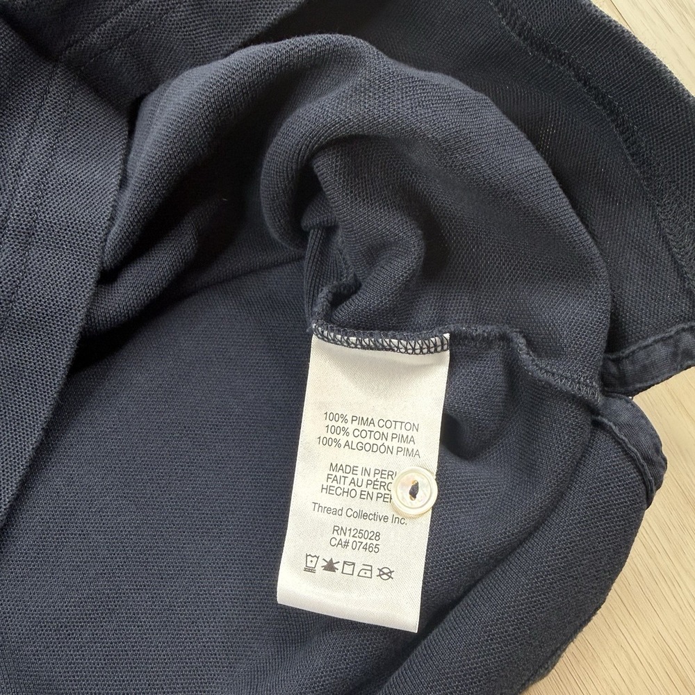 Psycho Bunny Polo Shirt Pima Cotton Skull Bunny Logo Striped Trim Size 7 Navy - Picture 7 of 10